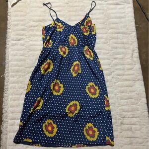 NWOT - Everly Sundress Women’s Size Medium Navy polka dot With Flowers